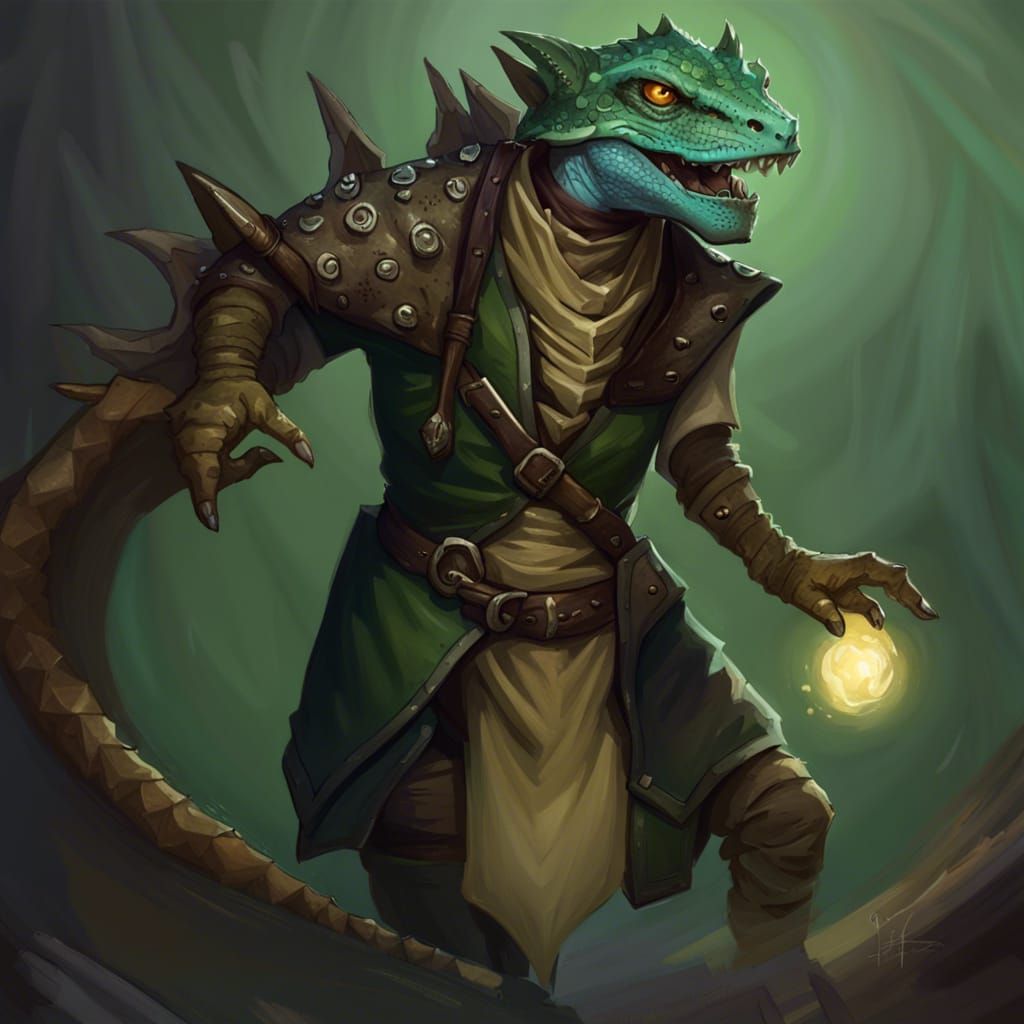 Lizardfolk Warlock Fantasy Portrait