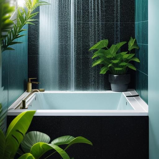 Black and Aquamarine Shower Box with Plants