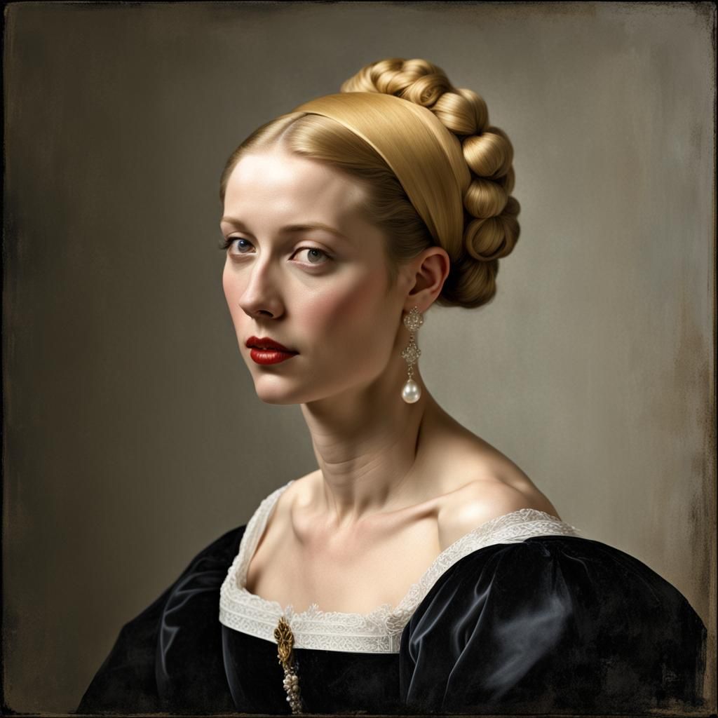 Renaissance Woman in Vermeer Style Portrait