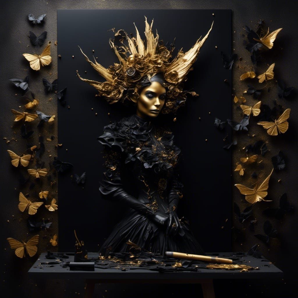 Dark Fairy Godmother Painting in Grunge Style