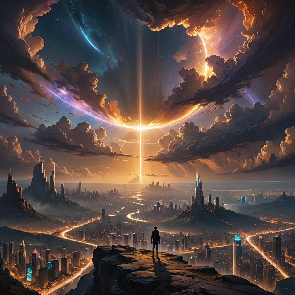 Serene Cityscape Dreamscape with Golden Lighting