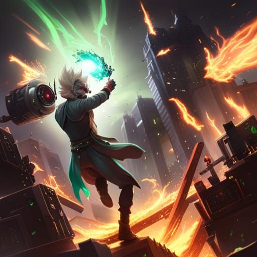 Mad Scientist's Furious Chemical Reaction in Sci-Fi Lab