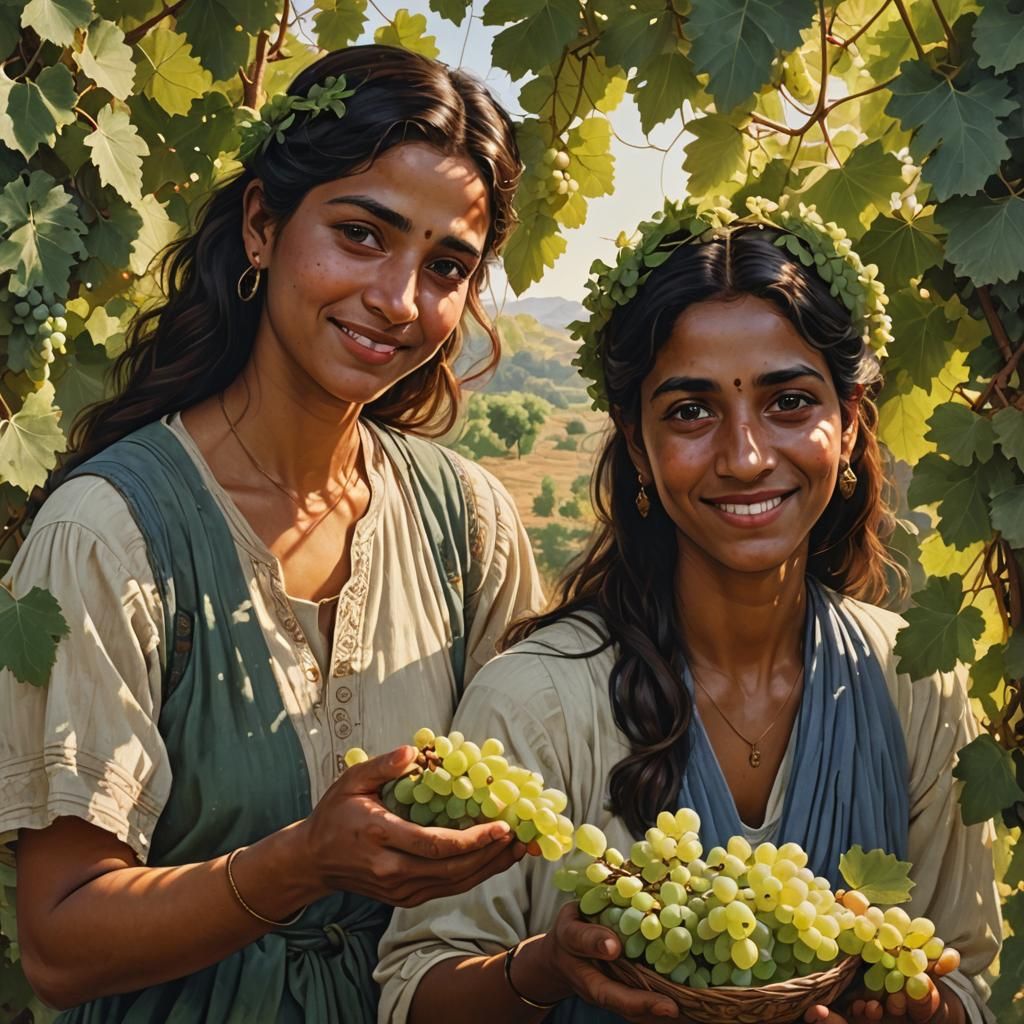 Photorealistic Portrait of Cretan Girl and Indian Man