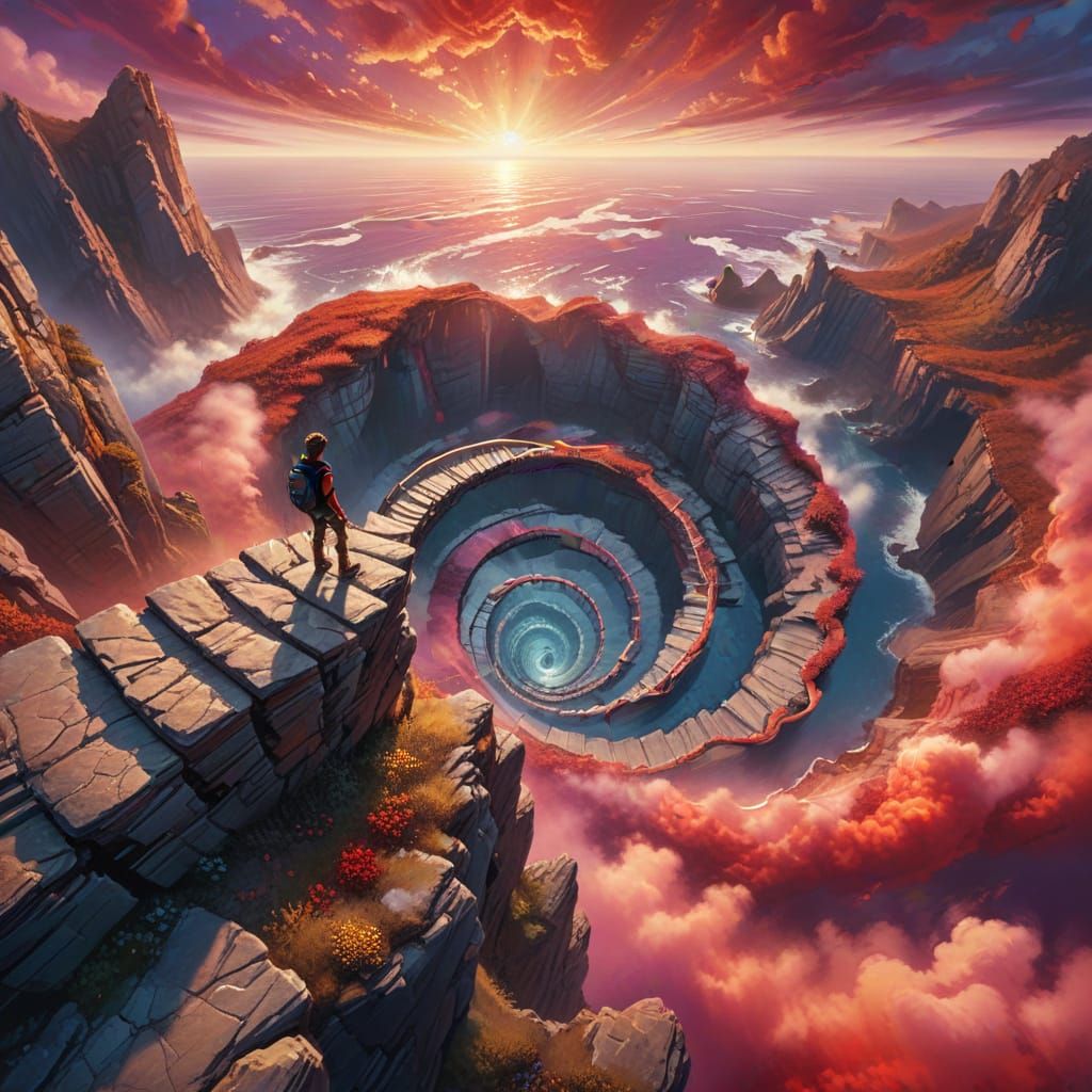 Fantasy Aerial View of Spiral Staircase