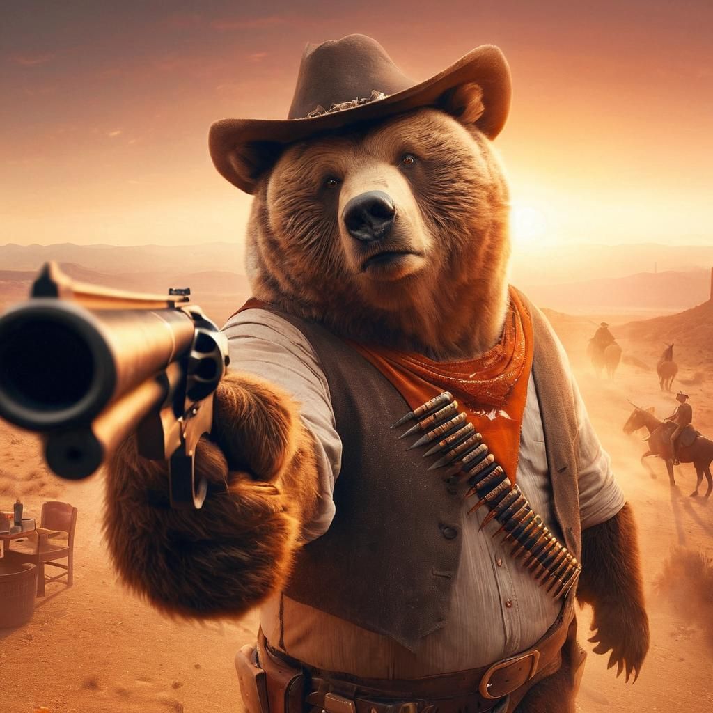 Grizzly Bear Sheriff in Desert Sunset