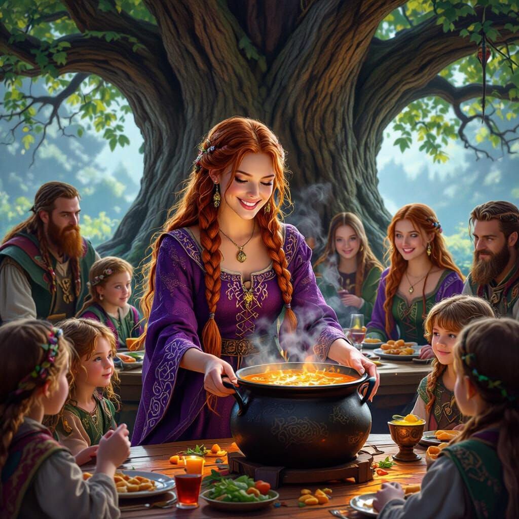 Witch Serves Magical Soup in Giant Tree Dining Room