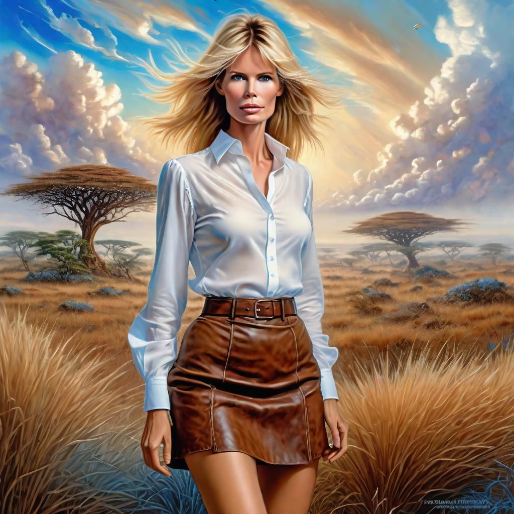 Claudia Schiffer on African Savanna: Ethereal Fantasy Portra...
