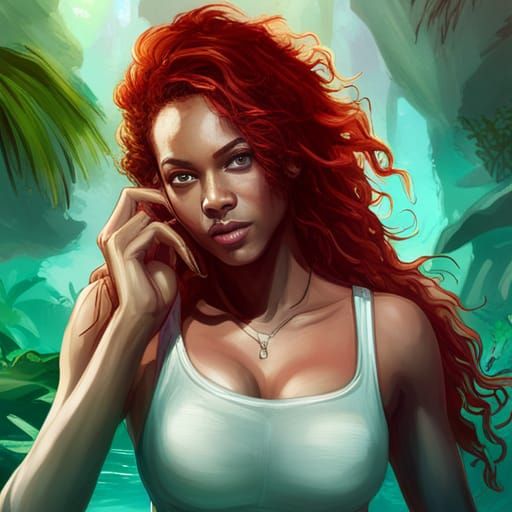 Striking Portrait of a Woman Diving into Jungle Pool