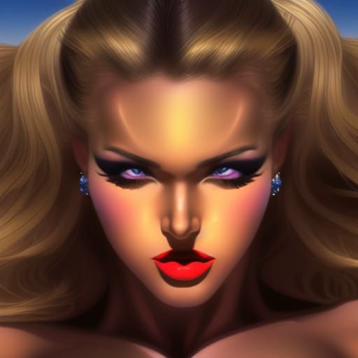 Female Bodybuilder Posing on Stage in Anime Style