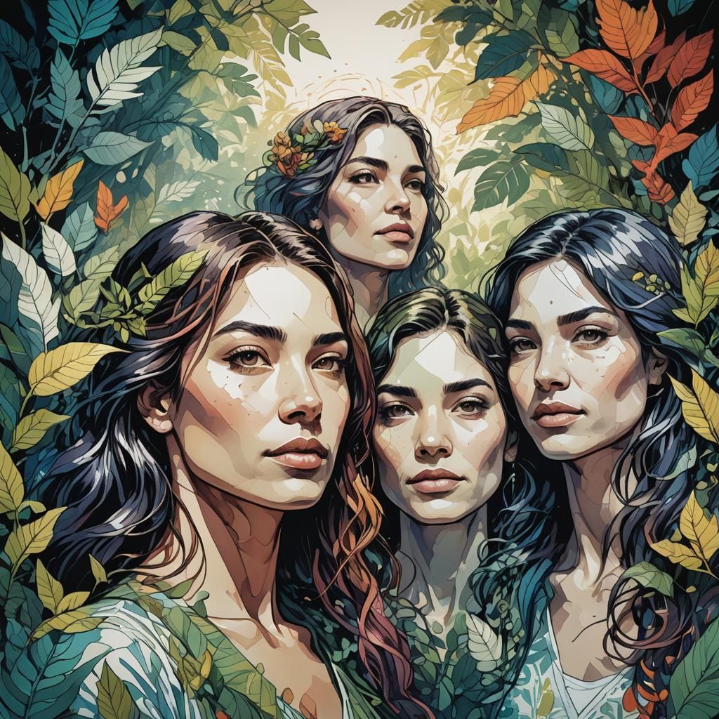 Harmonious Women Portrait in Philosophy Art Style