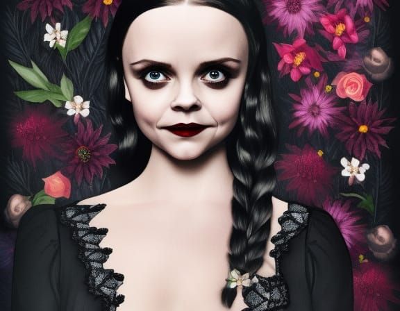 Hyperrealistic Wednesday Addams Halloween Poster