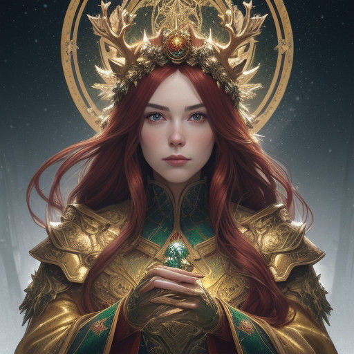 Majestic Santa Lady in Golden Armor