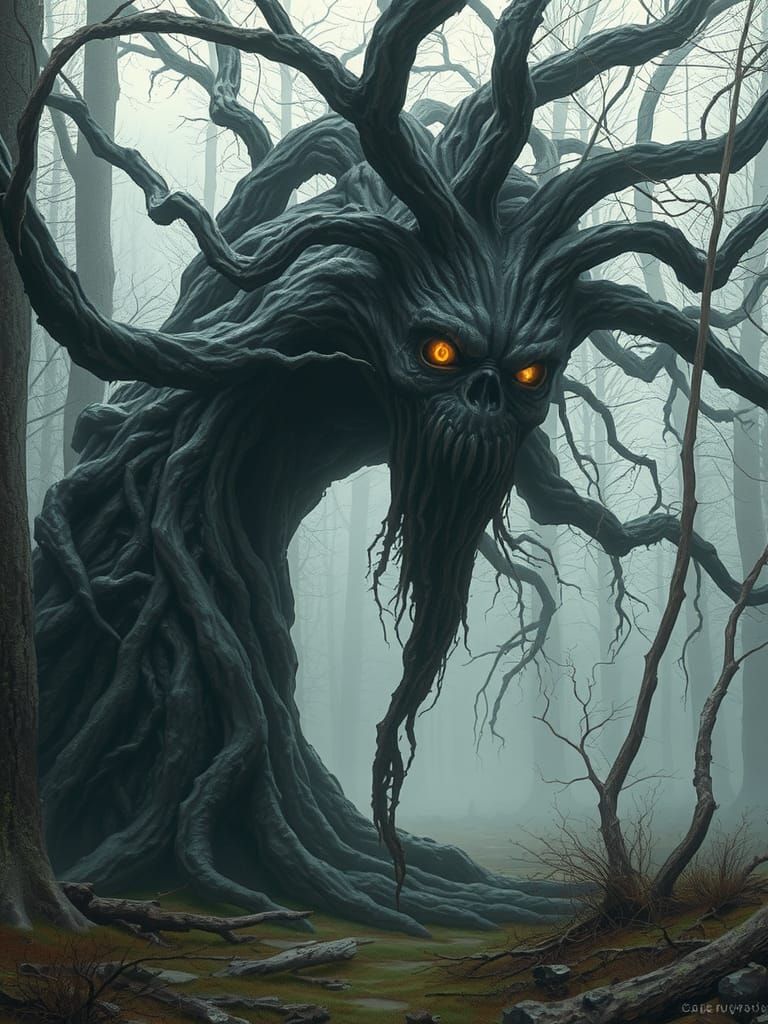 Ancient Forest Being with Glowing Eyes