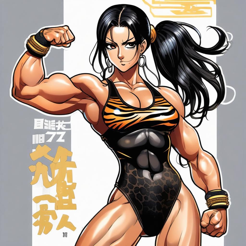 Ultra Detailed Anime Style Full Body Portrait of Female Bodybuilder Annie Rivieccio,at stunning age 27 years old and she...
