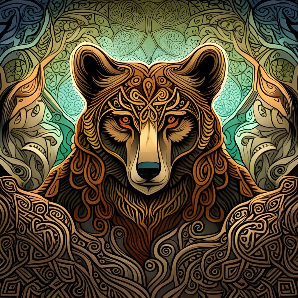 Celtic Mischief Bear: Ethereal Engraving