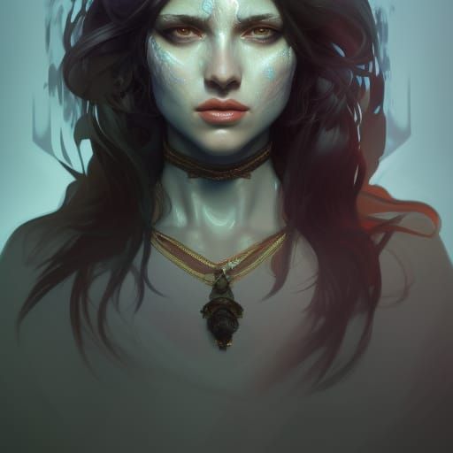 Beast Witch Portrait in Hyperdetailed Style