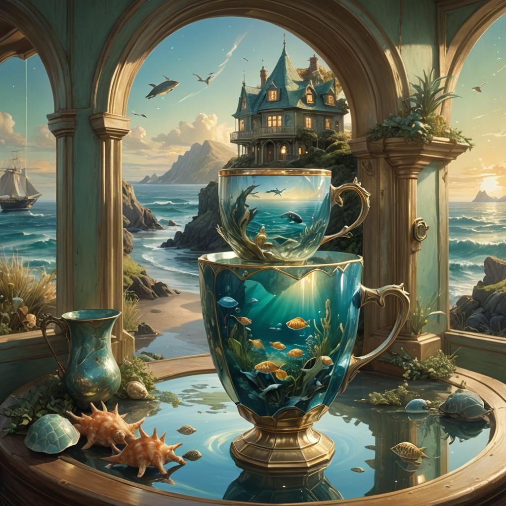 Octagonal Sea Cup Fantasy Concept Art