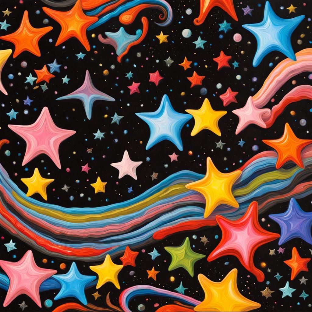 Electromagnetic Spice Drop Stars in Impasto Style