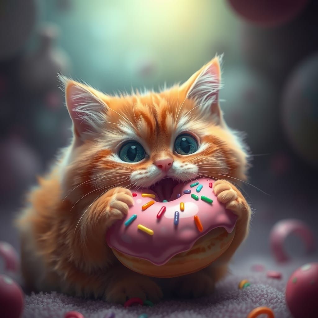 Orange Cat's Donut Delight: Fantasy Concept Art