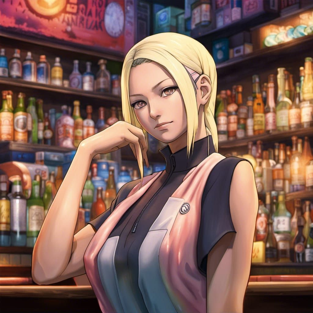 Ino Yamanaka as Barmaid: Hyperrealistic Splash Art