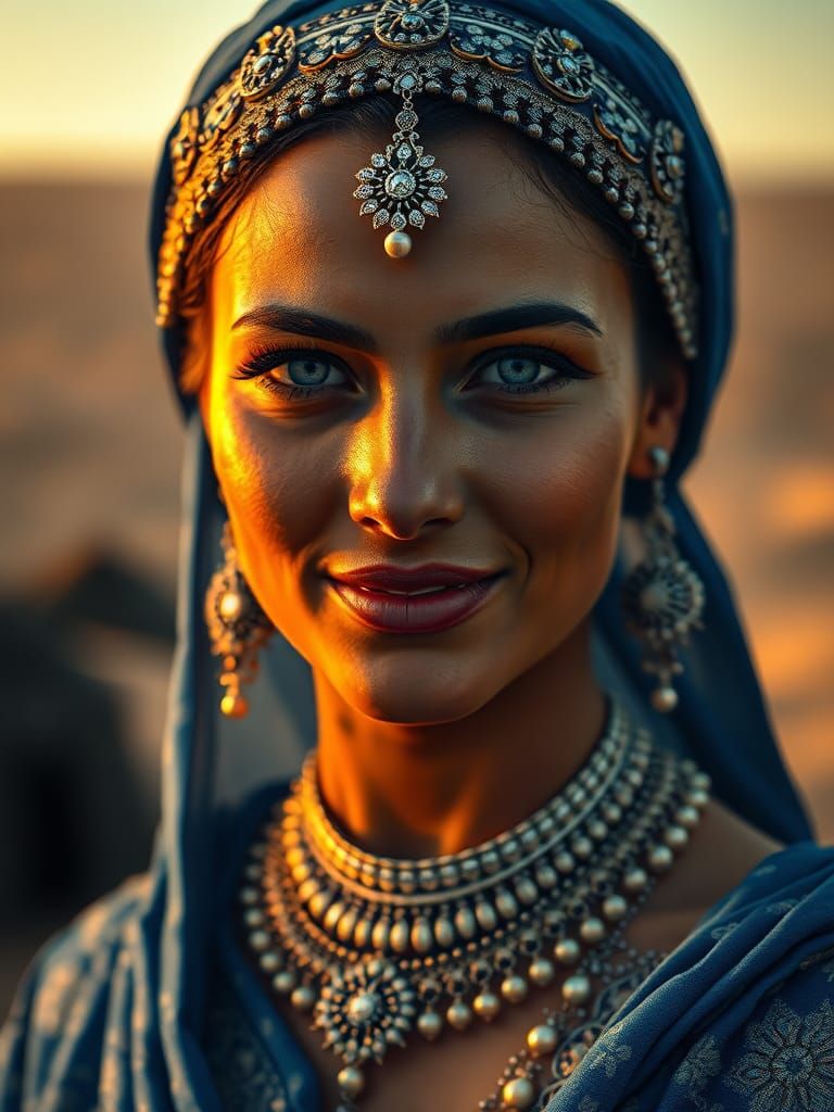 Berber Woman Portrait in Art Nouveau Style