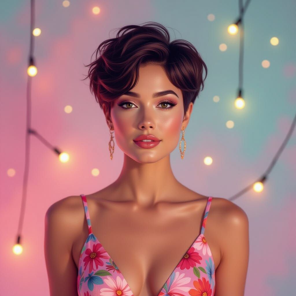 Cosmic Woman with Pixie Cut: Matte Painting