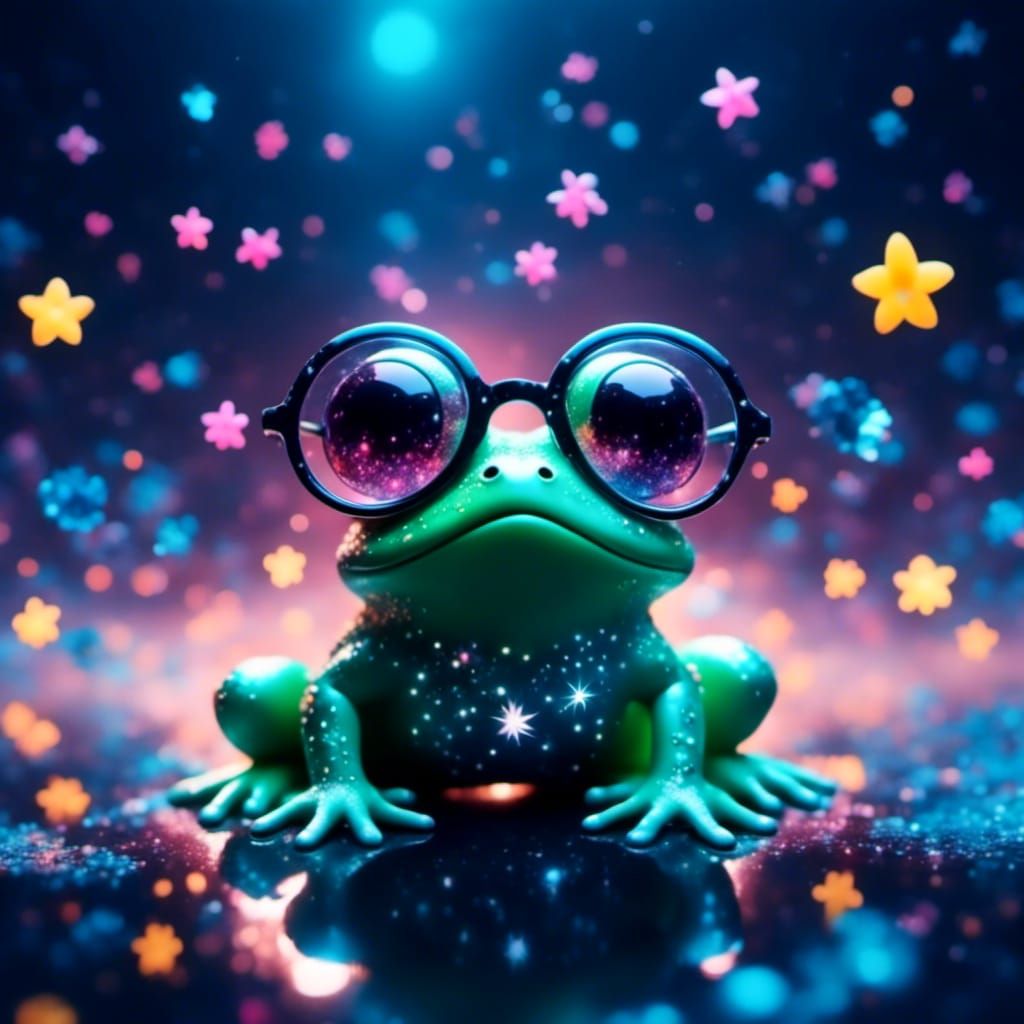 Hypnotic Cartoon Frog with Star Sunglasses