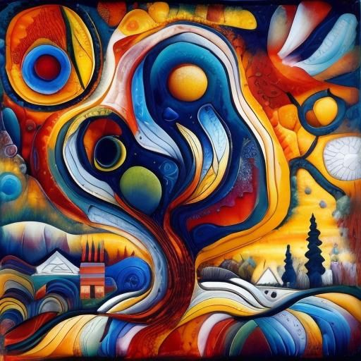 Encaustic Landscape in Style of Abstract Expressionism