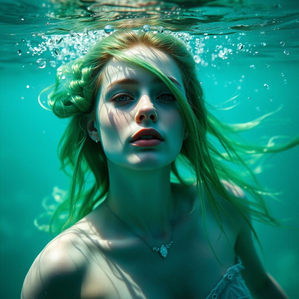 Photorealistic Mermaid Witch in Turquoise Waters