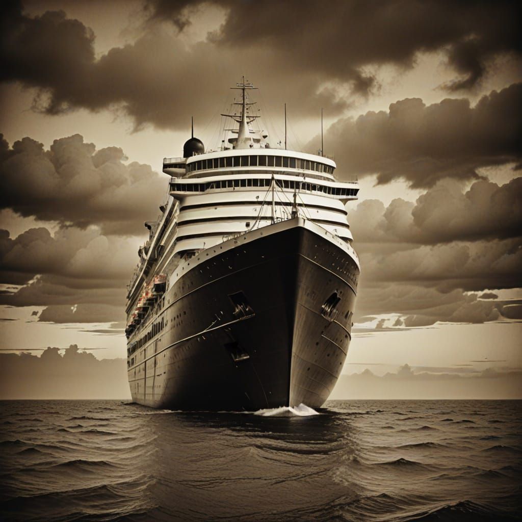 Grim Surreal Seascape in Sepia Tones