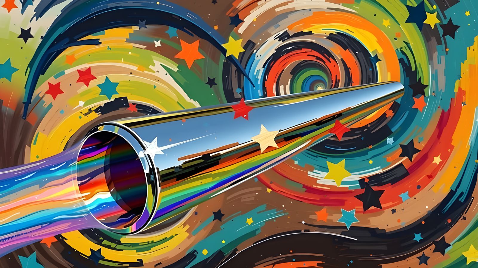 Sleek Rainbow Cylinder with Cosmic Vortex