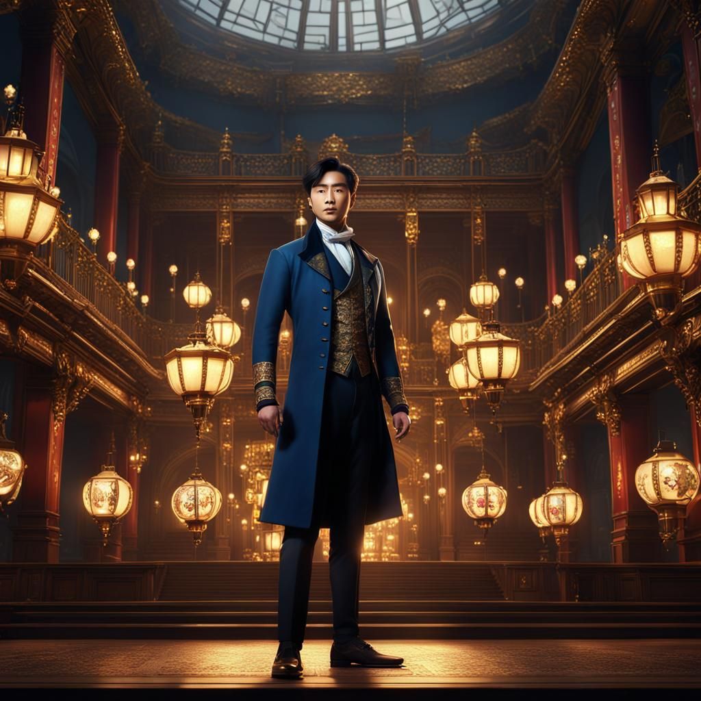 Elegant Gentleman in Victorian Opera House