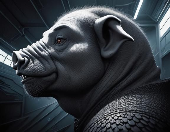 Surreal Porcine Creature in Digital Comic Art