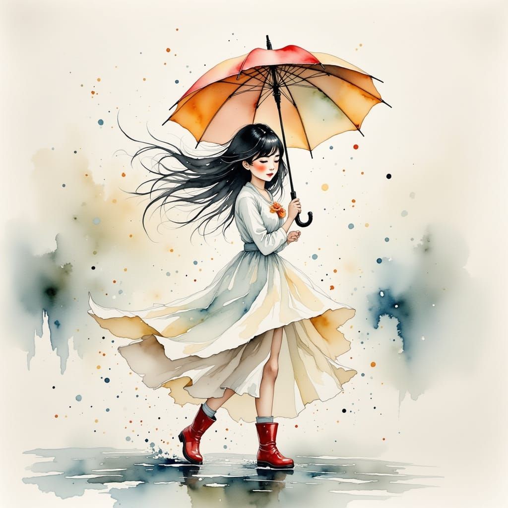 <lora:Water-ink-colorV2:1.0> Rainy day road