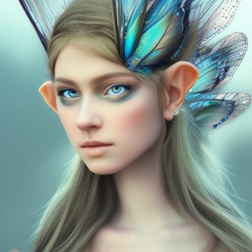 Ethereal Elf Fairy Portrait in Digital Art Style