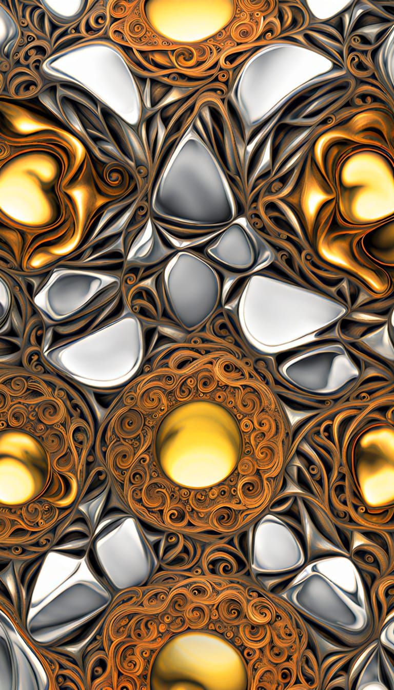 Vorticist Sculpture of Polished Metals in Psychedelic Style