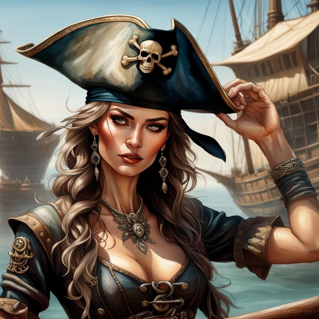 Pirate Queen Portrait in Karol Bak Style