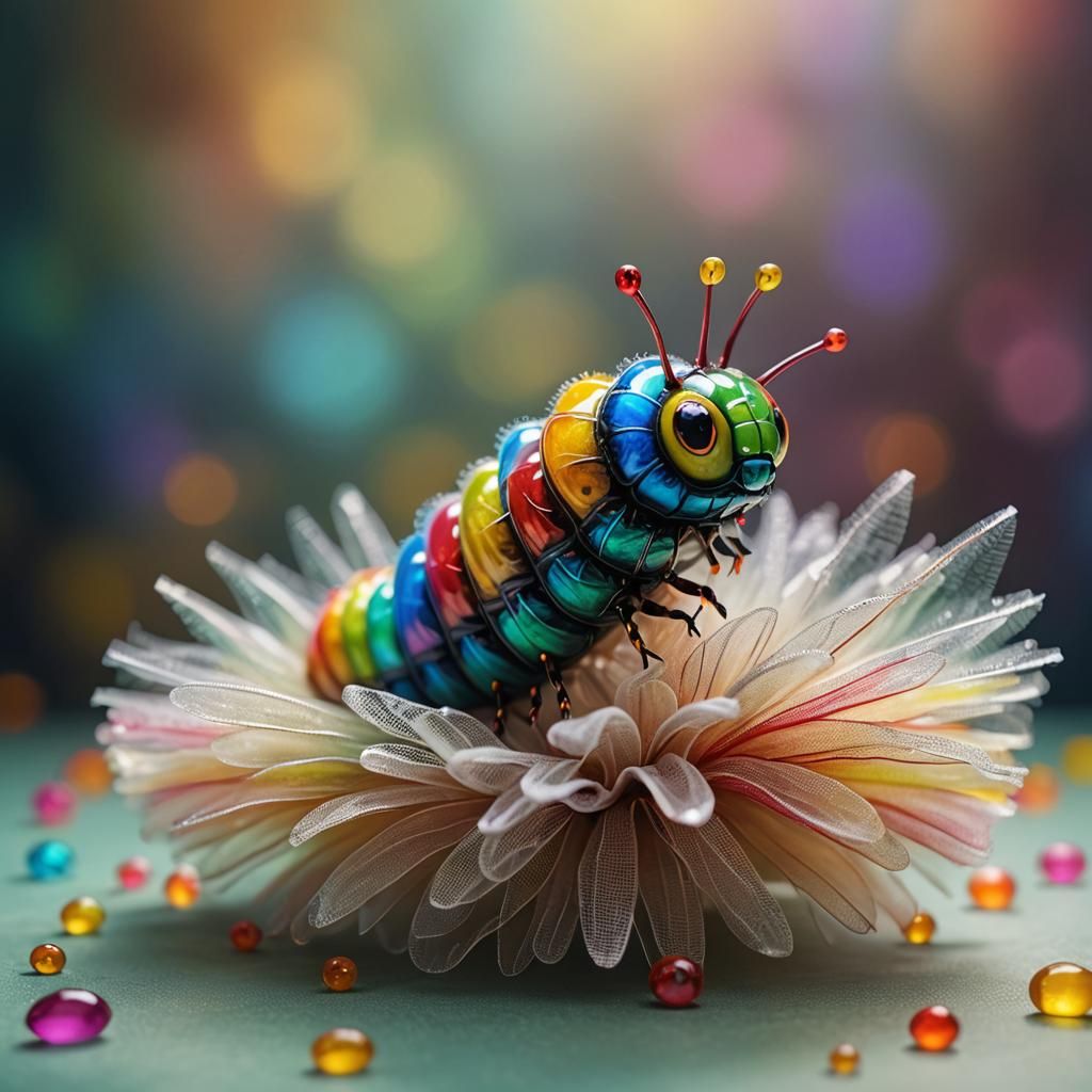 Colorful Glass Caterpillar in Tulle Tutu
