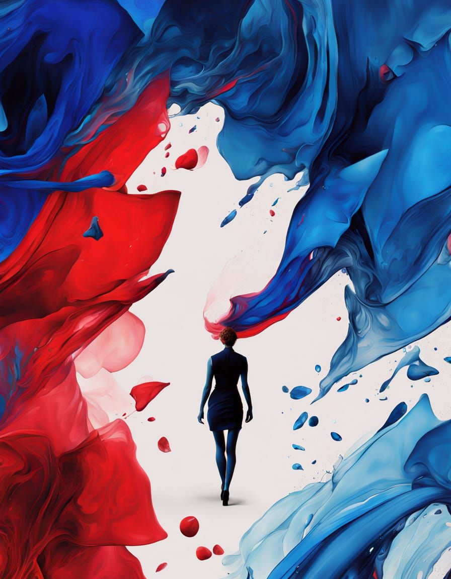 Abstract Colorfield: Red and Blue Emotional Vision