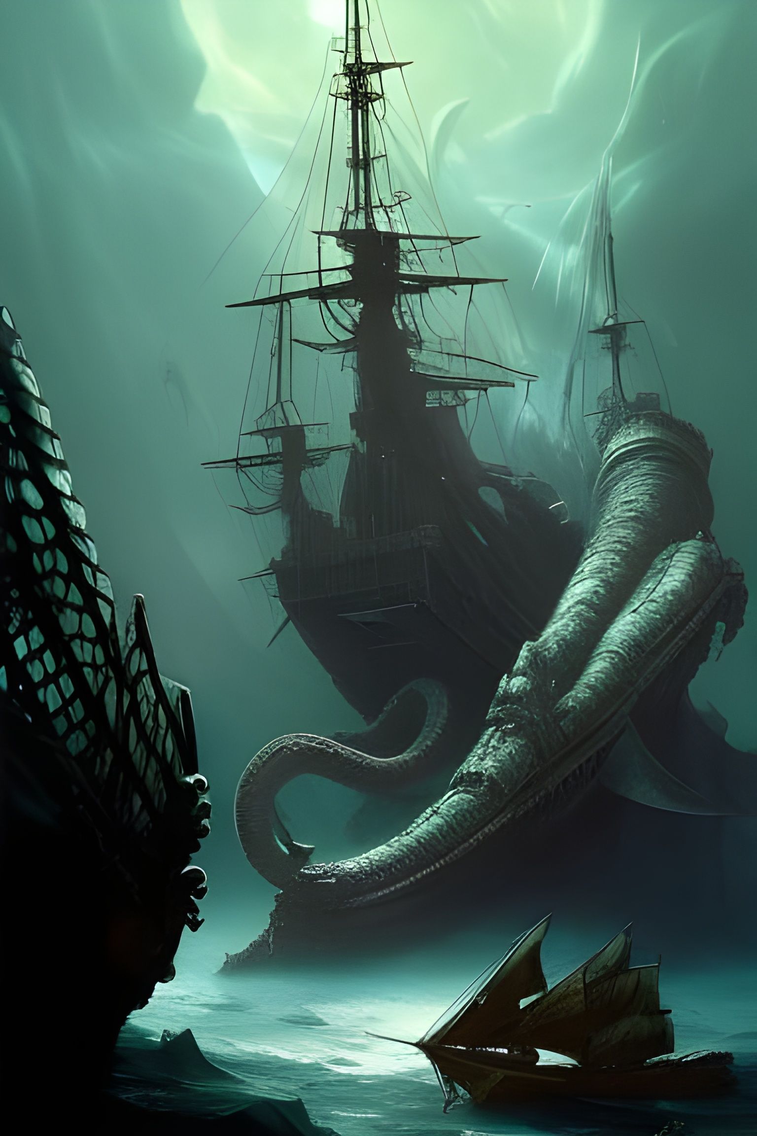 Sunken Pirate Ship: Underwater Dark Fantasy Art