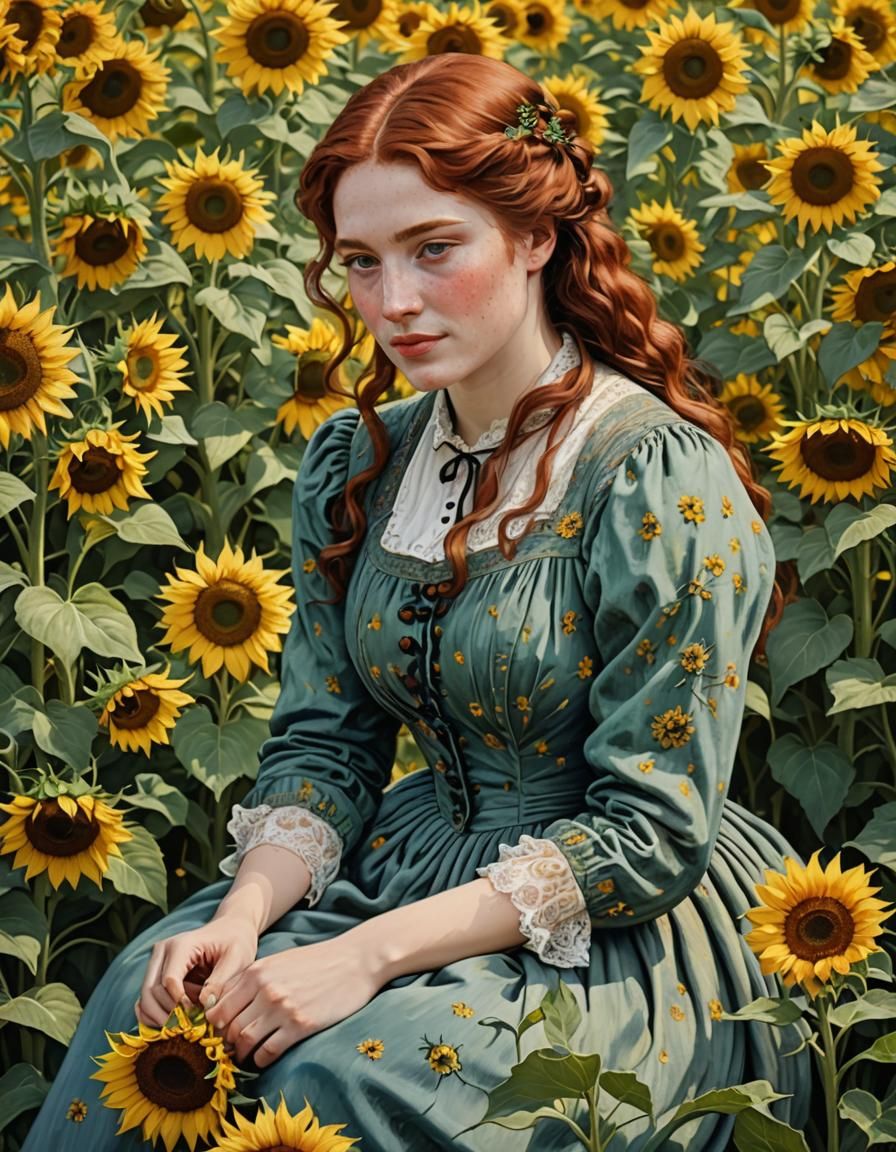 Emily in a Field of Sunflowers