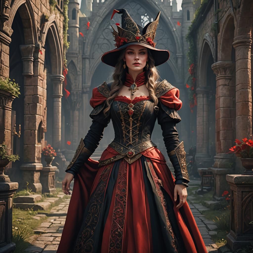 Medieval Princess in Red: Fantasy Concept Art