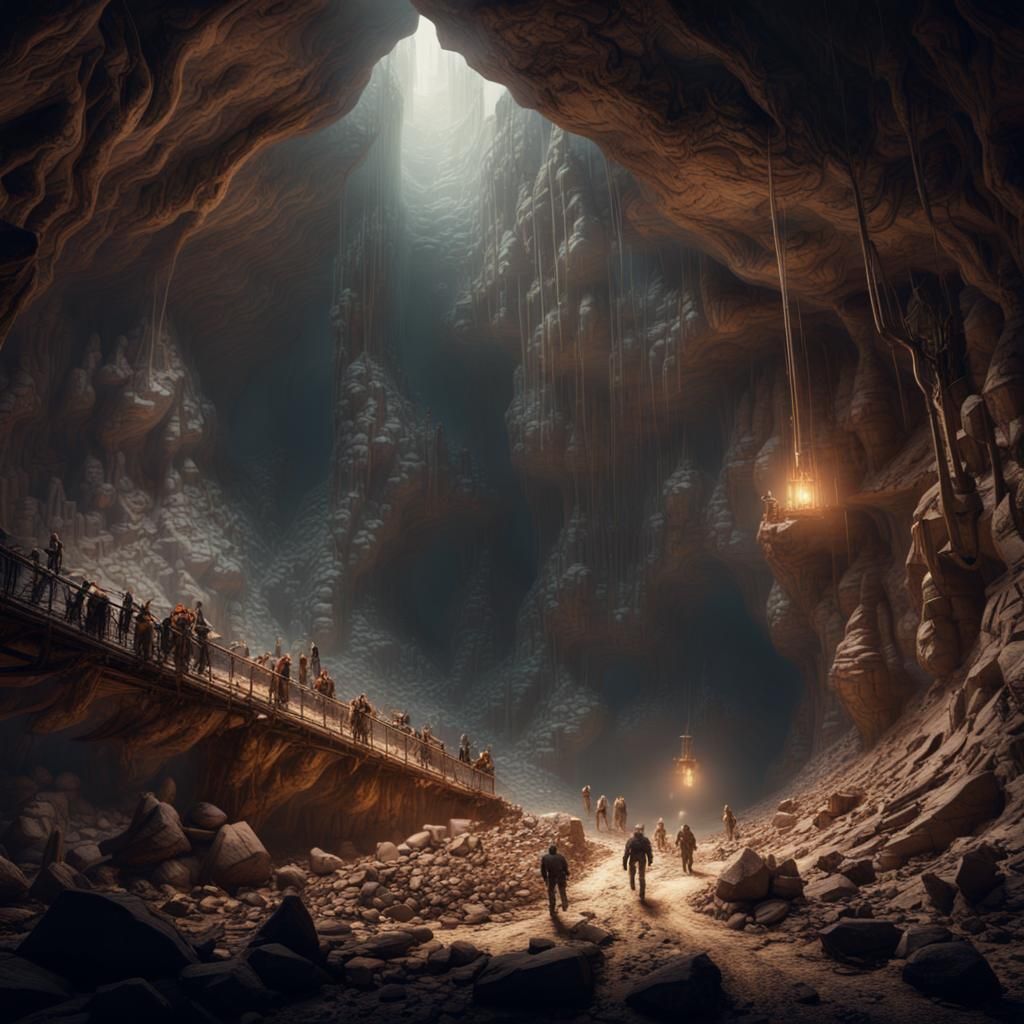 Epic Cave Mining Operation: Digital Matte Painting