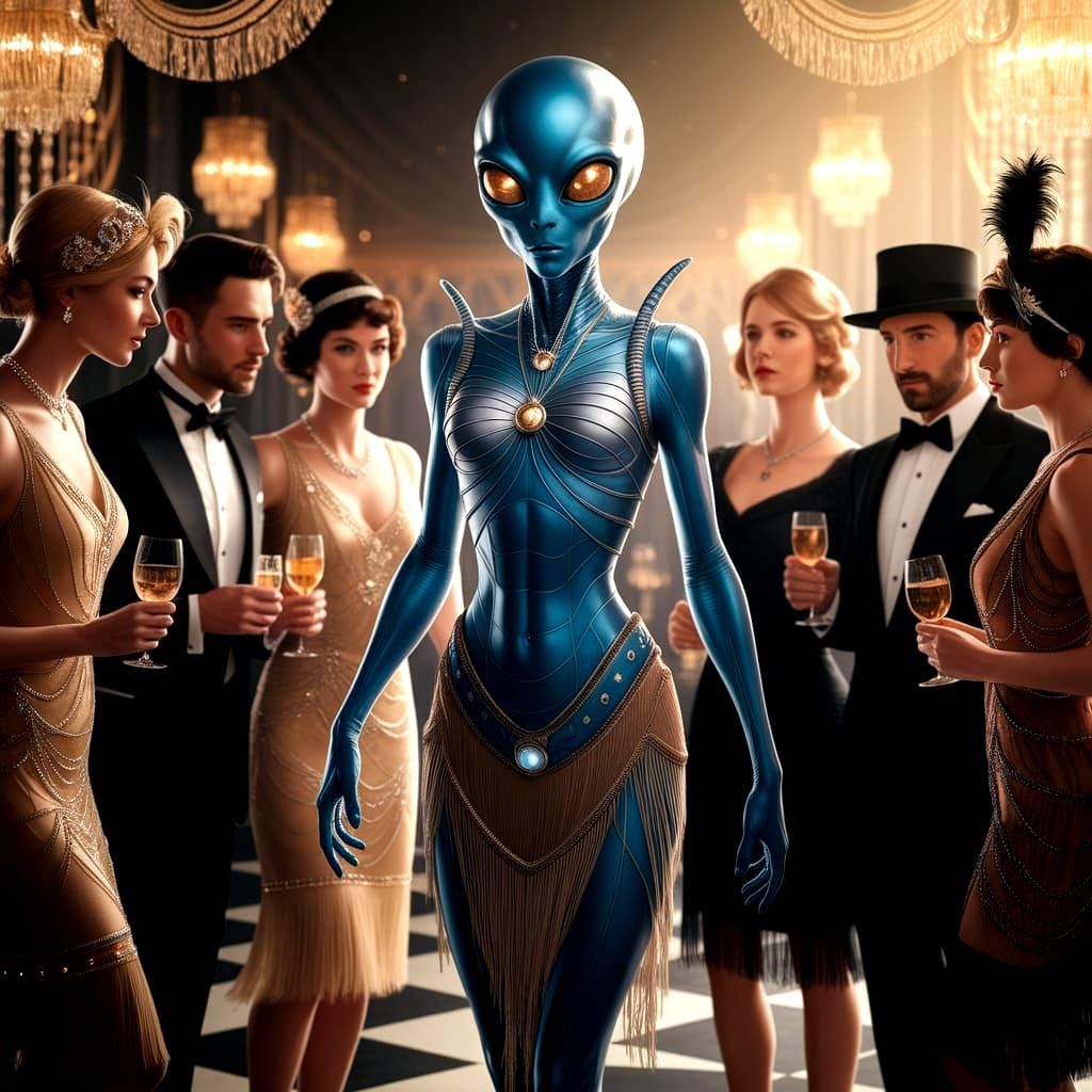 Alien at a 1920s Flapper Party