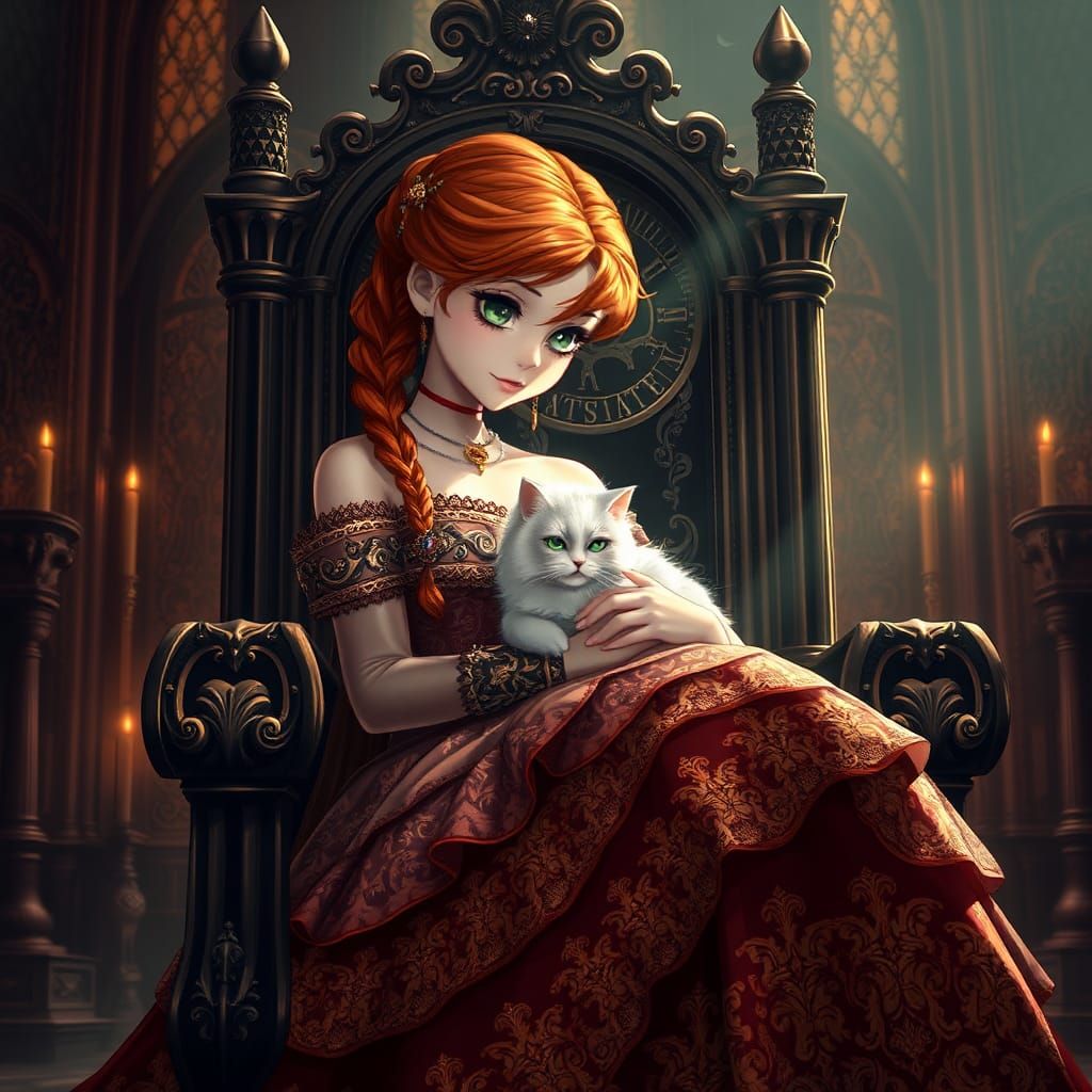 Gothic Princess in Anime-Inspired Castle Hall