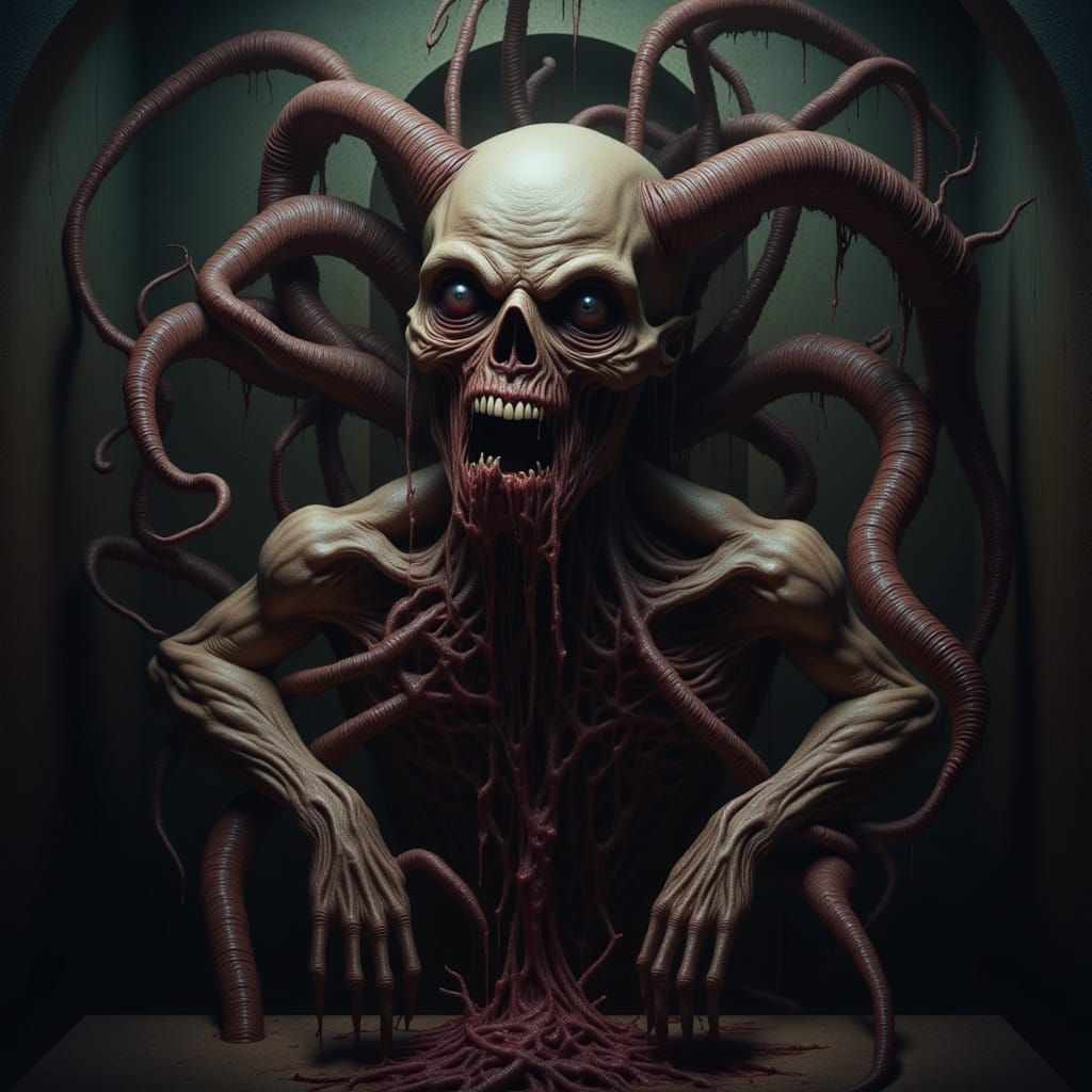 Terrifying Monster in Deep Pain and Dread