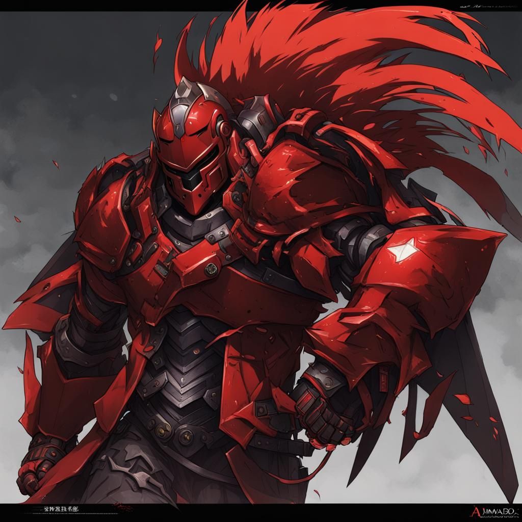 Redhead Giant in Armor: Anime Style Digital Art