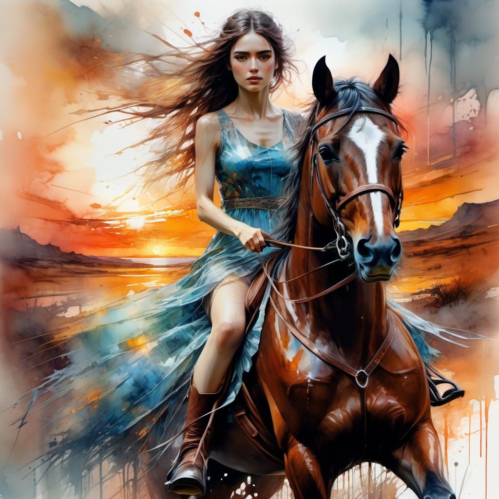 woman riding horse