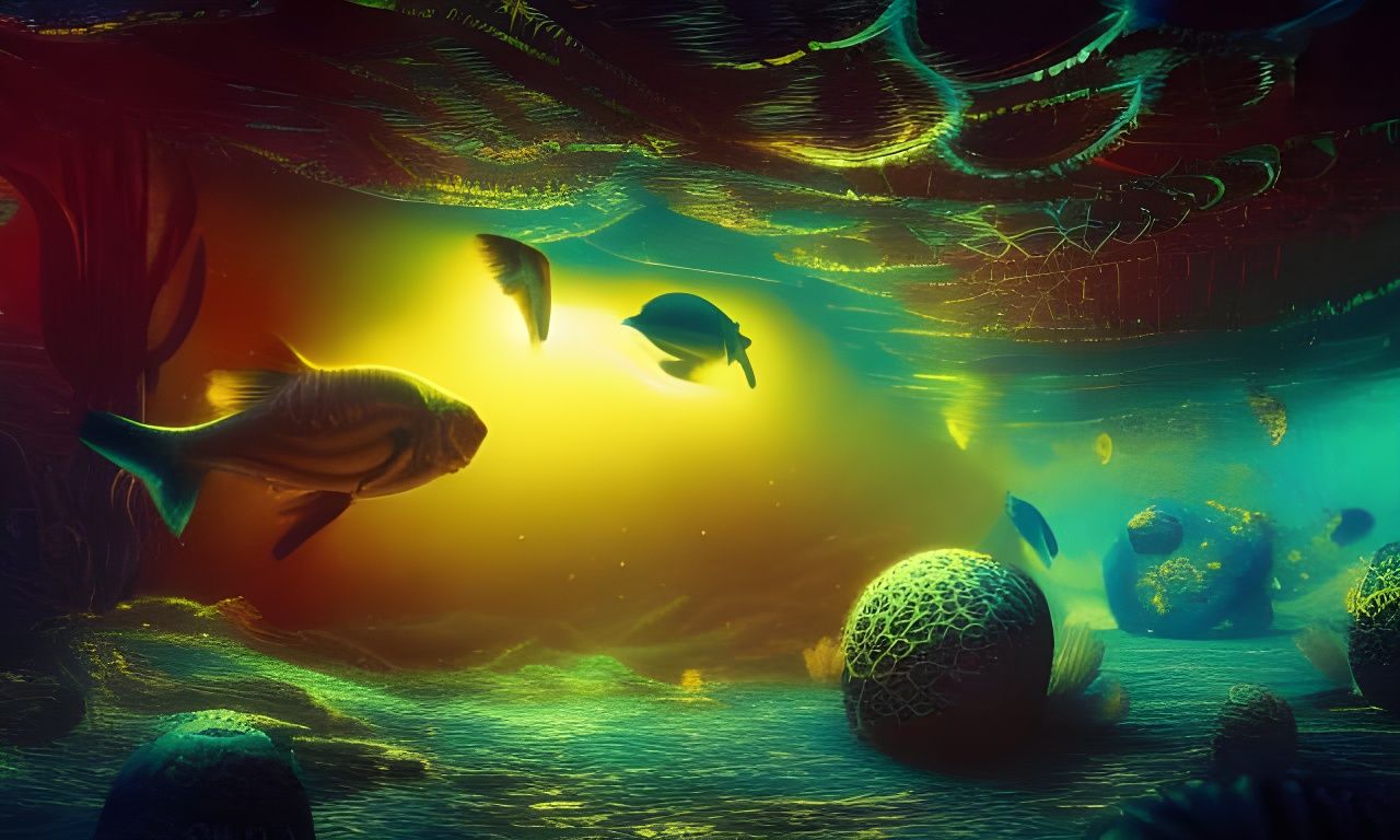 Psychedelic Underwater World in Dark Fantasy Style