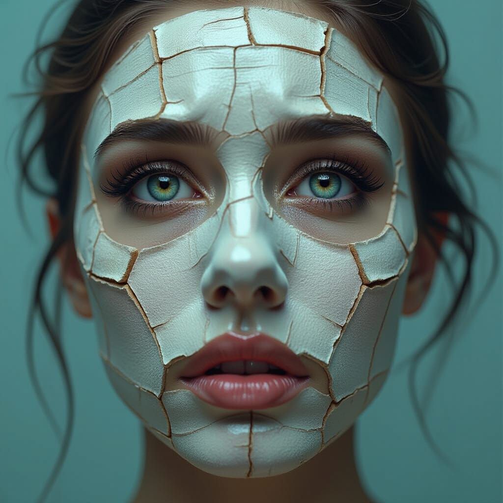 Cosmic Eyes Awe-Struck Face in Maximalist Digital Matte Pain...